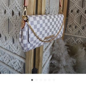 Designer Inspired White Checkered Crossbody Purse